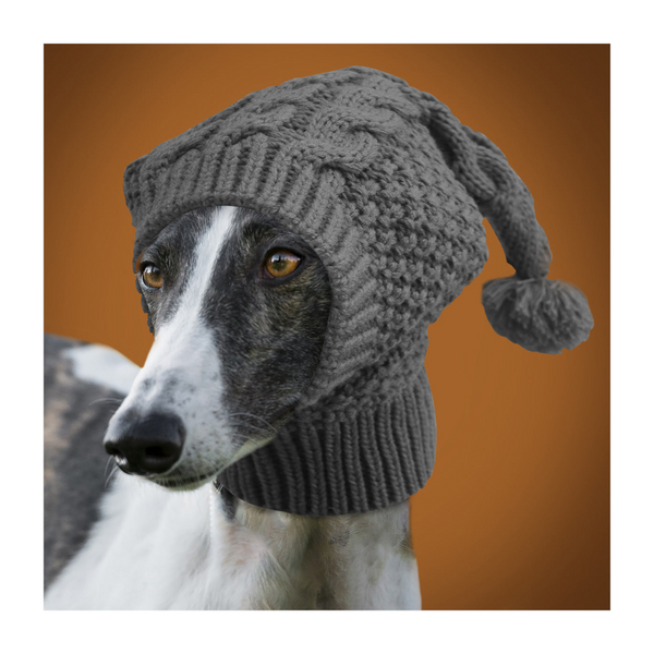 Size M Grey Whimsical Knit Dog Hat With Pom Cozy Winter Pet Beanie & Snood Dog Clothing & Shoes