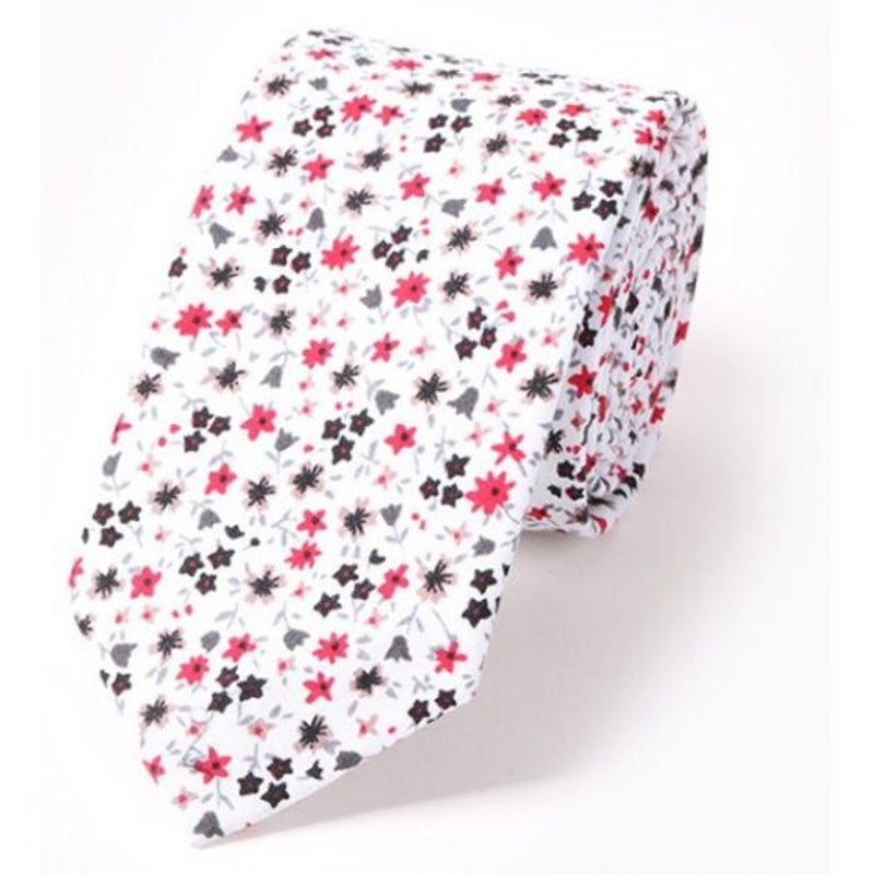 New Floral Tie Doodle Flower Pattern Classic Suits Print Neck Cravat Ties