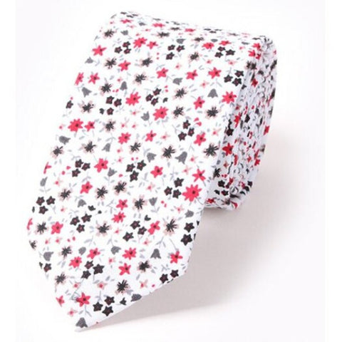 New Floral Tie Doodle Flower Pattern Classic Suits Print Neck Cravat