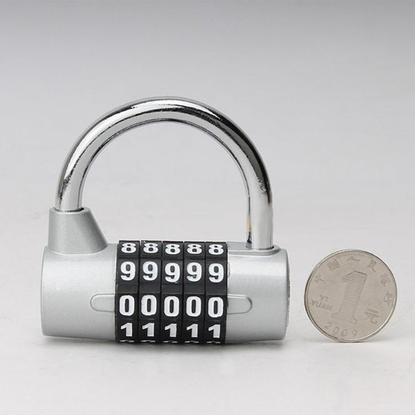 Five Digit Number Combination Security Safely Code Travel Password Padlock Silver Padlocks