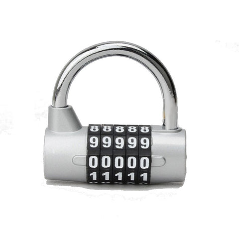 Five Digit Number Combination Security Safely Code Travel Password Padlock Silver