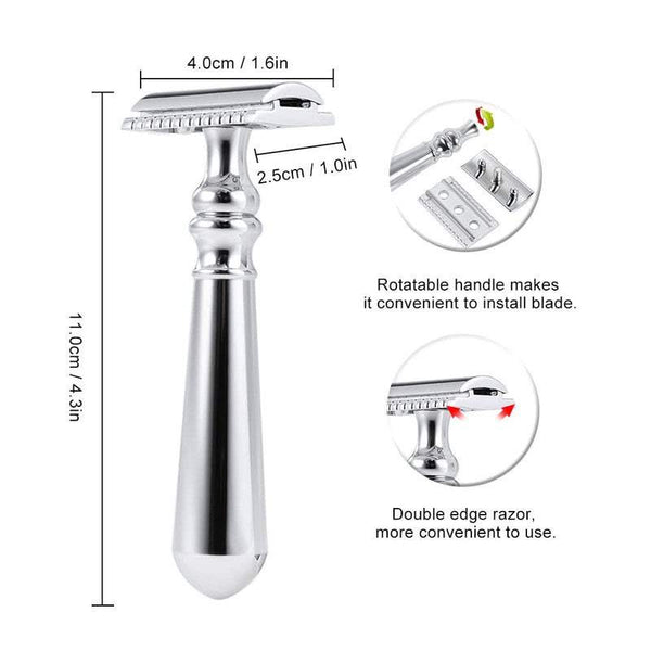 Razors Blades Double Edge Safety Men's Traditional Shaving Long Handled For Dry Wet Male Tool Sliver Men's Razor Blades