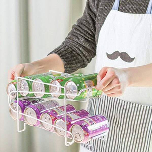 Double Layer Beer Soda Can Storage Fridge Drink Holder Refrigerator Organizer Racks & Holders