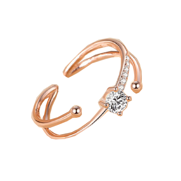 Veile Studios Double Layer Ring Sterling Silver 925 Fashion Inlaid Zircon Star Sweet Temperament Rings