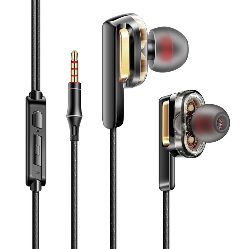 Double Moving Coil 3.5Mm Wired In Ear Headphone With Storage Box Golden Wired Earphones