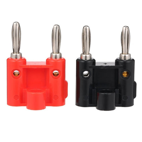 Double Row Banana 4Mm Plug Black Red Speaker Adapter Audio Lantern Cross Connector 2 Audio Cables & Adapters