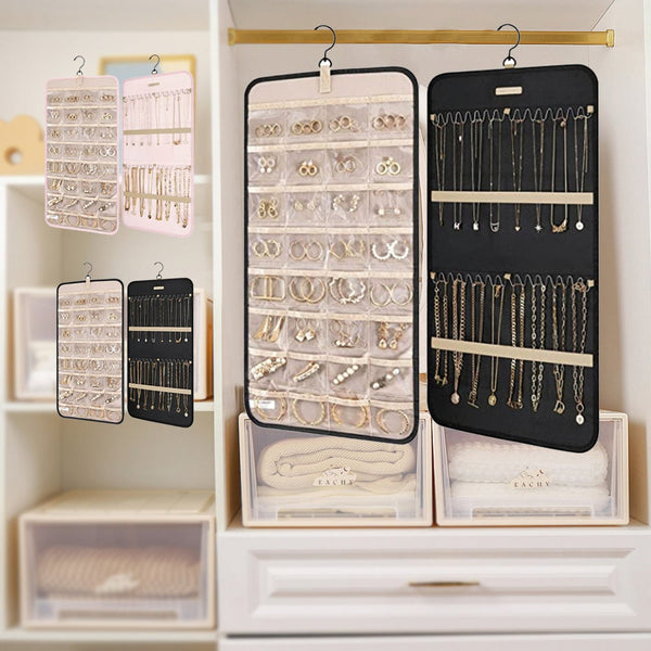 Veile Studios Double Sided Hanging Jewelry Display Organizer Storage Roll With Hook Jewellery Holders & Organisers