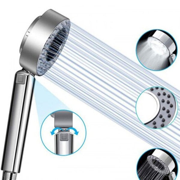 Double Sided Water Pressurized Shower Head Handheld High Pressure Sprinkler Silver