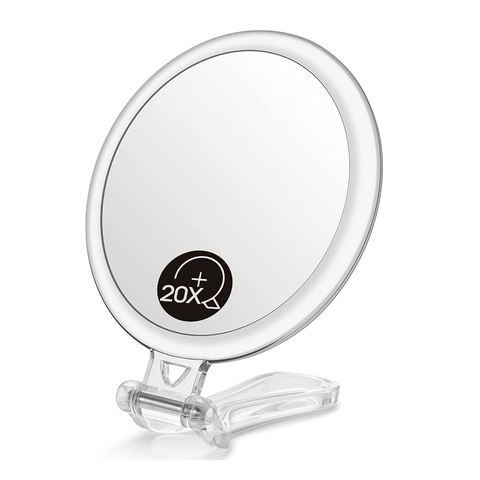 Double-Sided 1X/20X Magnifying Foldable Makeup Mirror For Handheld, Table And Travel Usage