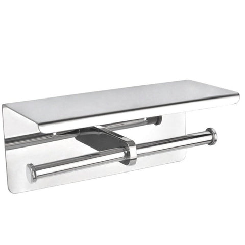 Double Toilet Paper Holder 304 Stainless Steel Bathroom Roll Tissue Roller Wall Storage Shelf Rack Toilet Paper Holders & Storage