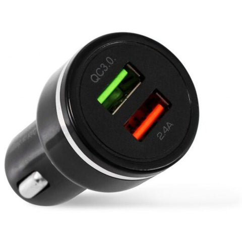 Double Usb Ports Car Quick Charger Black
