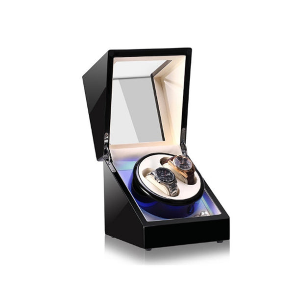 Automatic Winding Watch Box Mechanical Winder Device With Led Black White Watch Winders