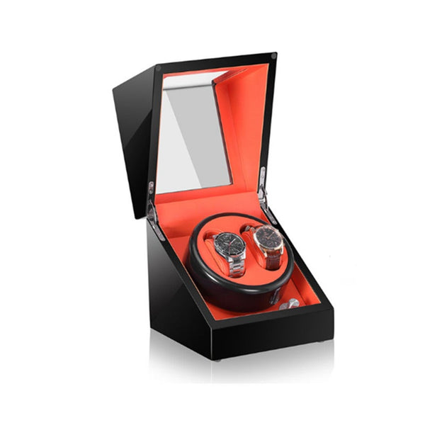 Double Watch Automatic Winding Box Mechanical Device With Led Orange Watch Winders