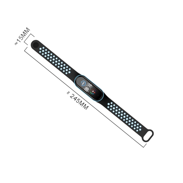 Double Color Round Hole Silicone Watch Strap For Xiaomi Mi Band 3 / 4 Multi