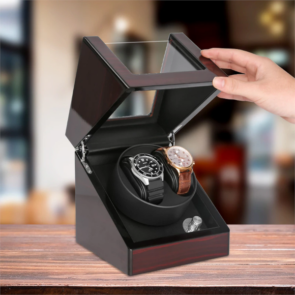 Double Watch Automatic Winding Box Mechanical Device With Led Watch Winders