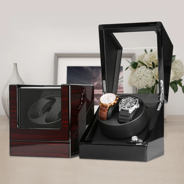 Double Watch Automatic Winding Box Mechanical Device With Led Watch Winders