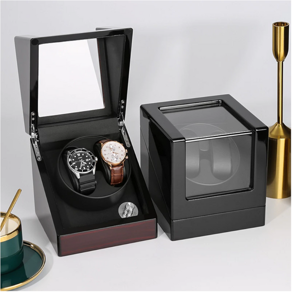 Double Watch Automatic Winding Box Mechanical Device With Led Watch Winders