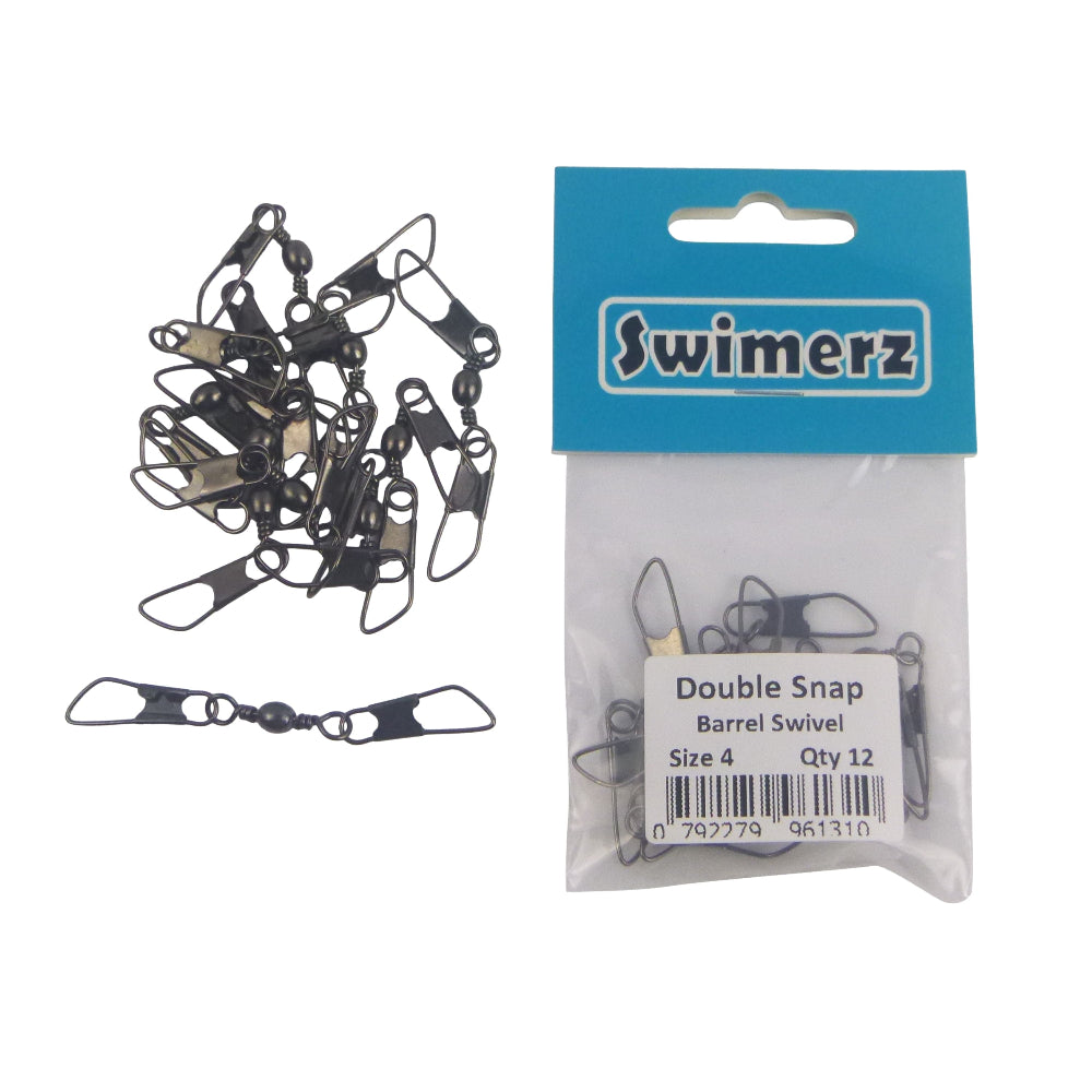 Swimerz Double Snap Barrel Swivels Size 4 12 Pack Swivels & Snaps