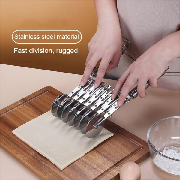 Doughnut Cutter Seven Wheels Stainless Steel Multi Rolling Pastry Noodle & Lattice Slicer Pastry Cutters