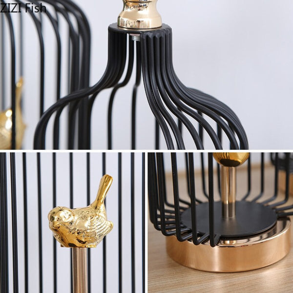 47 Centimetre Golden Handle Birdcage Tabletop Decor Sculptures Figurines Sculptures & Figurines