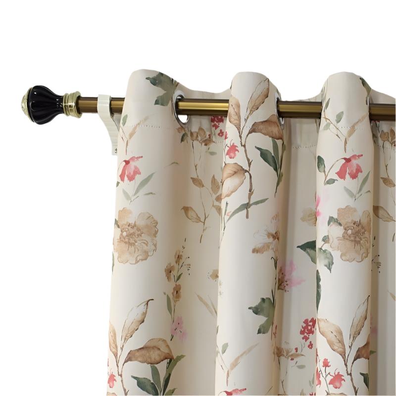 100Cm Beige Flower Design Modern Luxury Retro Style Curtain For Decor Curtains & Drapes