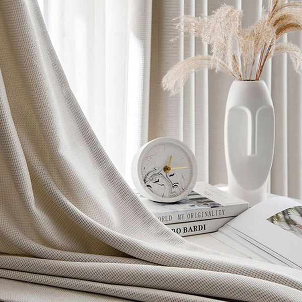 400 Centimetre Beige Modern Waffle Plaid Curtain For Living Room Bedroom Dining Balcony Curtains & Drapes