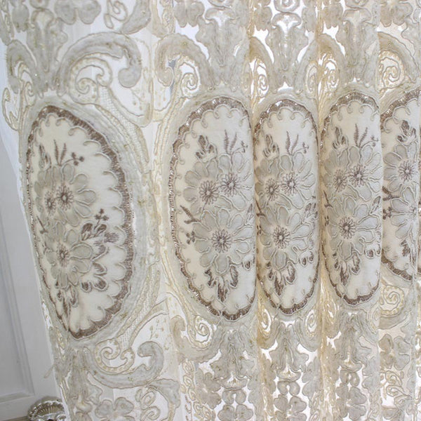 300Cm White Style Flower Indoor Decorative Curtain For Living Room Bedroom Curtains & Drapes