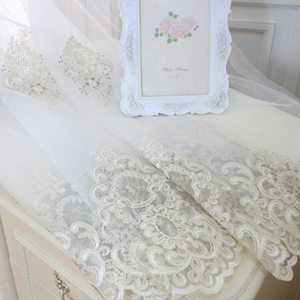 400 Centimetre White Style Flower Indoor Decorative Sheer Curtain Curtains & Drapes