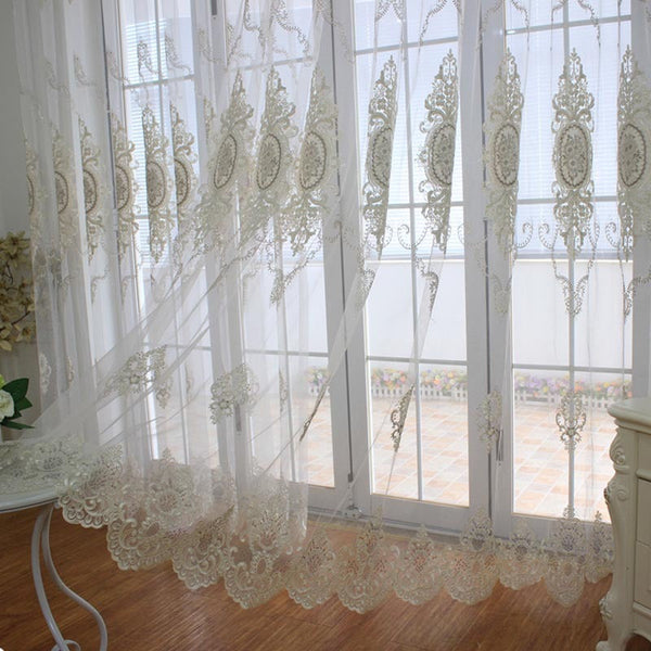 150 Centimetre White Style Flower Indoor Decorative Sheer Curtain Curtains & Drapes
