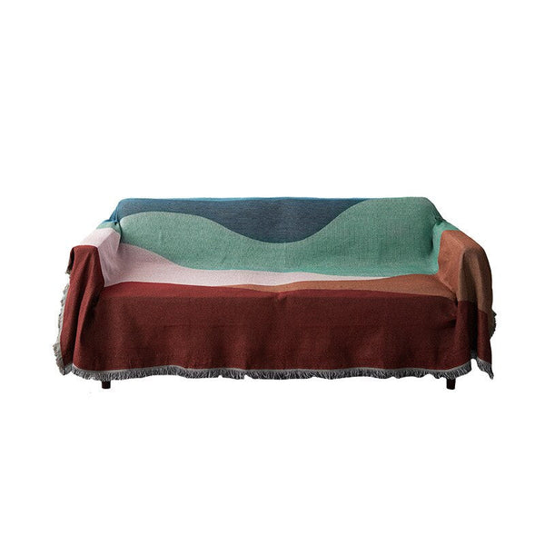 Throw Blanket Faux Cashmere Sofa Cover Abstract Rainbow Wave Pattern 80 By 260 Centimetre Throws & Afghans