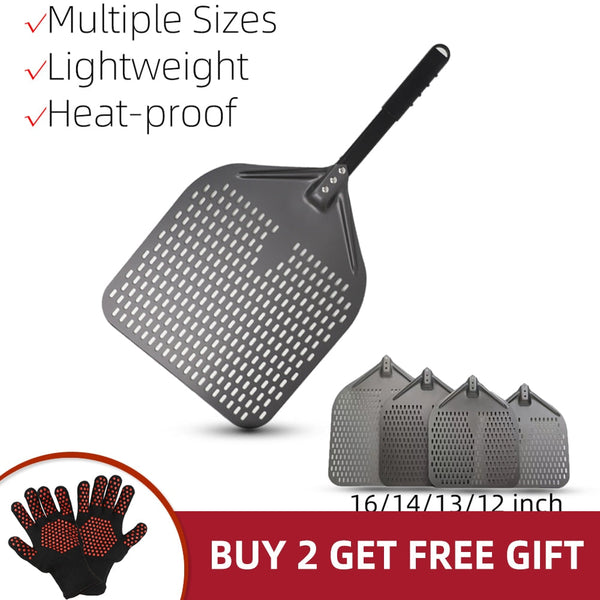 Pizza Shovel 33 Centimetre X 74 Dark Grey Perforated Peel Metal Handle Baking Accessory Pizza Paddles