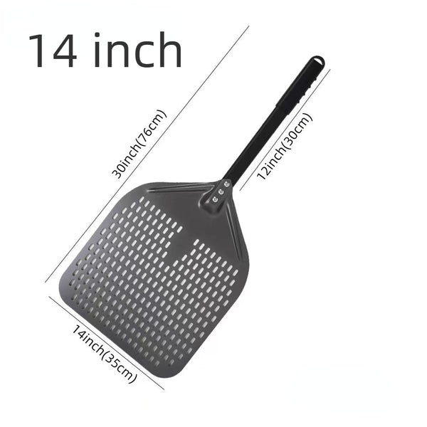 Pizza Shovel 35 Centimetre X 76 Dark Grey For Perforated Peel Metal Handle Oven Baking Accessory Pizza Paddles
