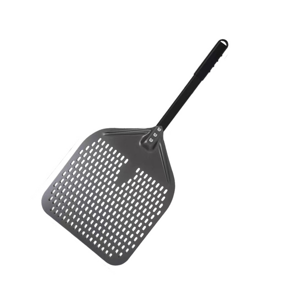 Pizza Shovel 35 Centimetre X 76 Dark Grey For Perforated Peel Metal Handle Oven Baking Accessory Pizza Paddles