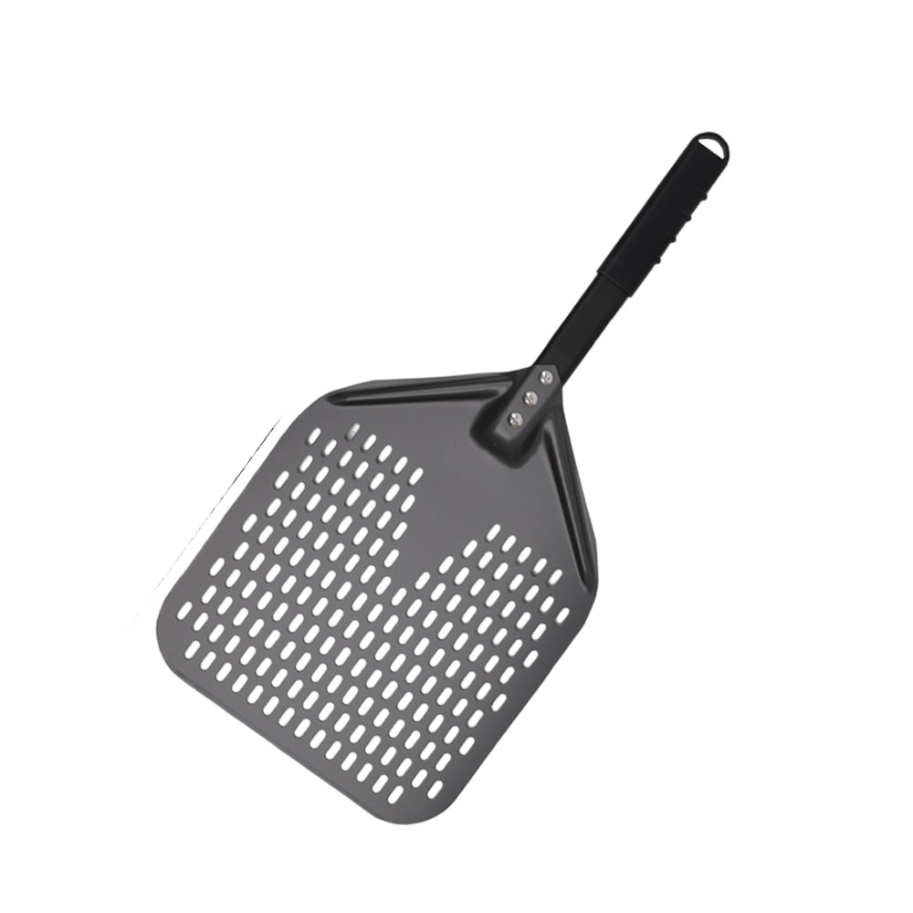 Pizza Shovel 28 Centimetre X 58 Dark Grey Perforated Peel With Metal Handle Pizza Paddles