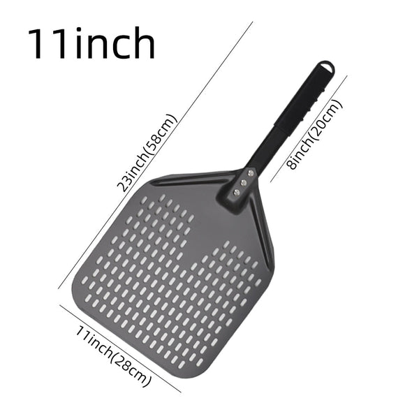 Pizza Shovel 28 Centimetre X 58 Dark Grey Perforated Peel With Metal Handle Pizza Paddles