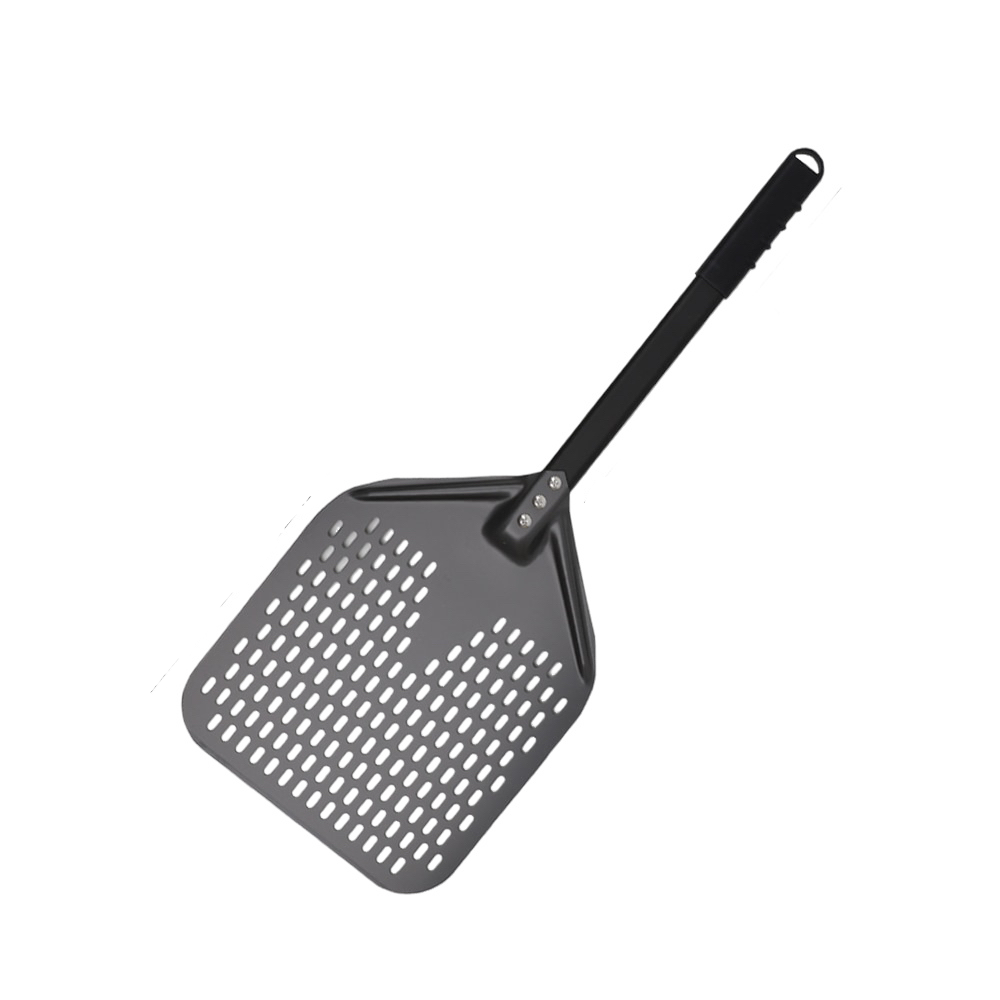 Pizza Shovel 28Cm X 69Cm Dark Grey For Perforated Peel With Metal Handle Pizza Paddles