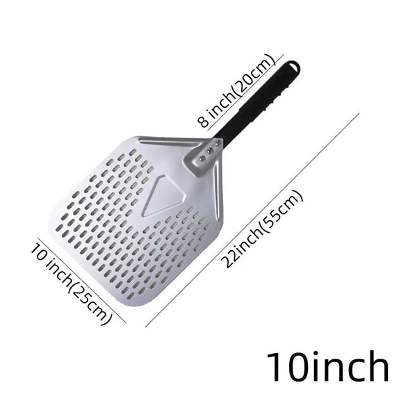 Pizza Shovel 25Cm X 55Cm Silver Perforated Peel Metal Handle Baking Accessory Pizza Paddles