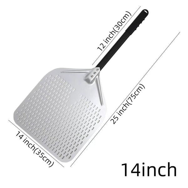 Pizza Shovel 35 Centimetre X 75 Silver Perforated Peel With Metal Handle Pizza Paddles