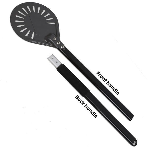 Pizza Shovel 118 Centimetre Dark Grey Perforated Peel Metal Handle Baking Tool Pizza Paddles