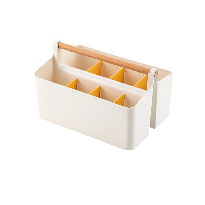 Storage Box Yellow Desktop Stationery Organiser With Handle Multi Grid Marker Pen Holder Storage Boxes