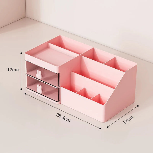 Storage Box Pink Large Capacity Makeup Drawer Organizer For Office Use Storage Boxes