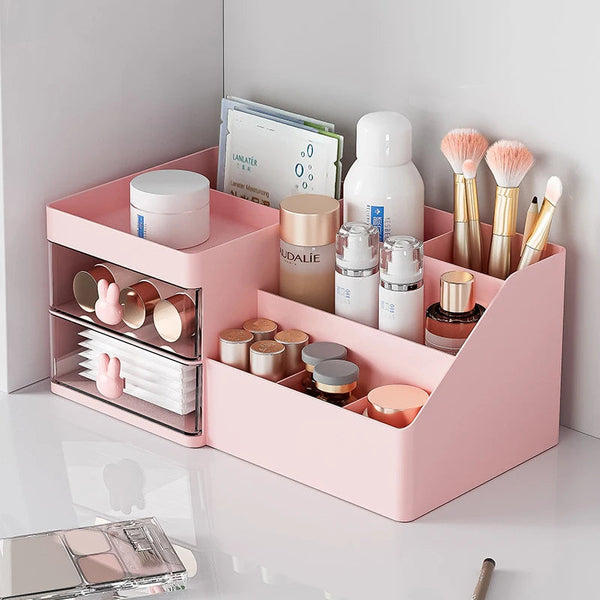 Storage Box Pink Large Capacity Makeup Drawer Organizer For Office Use Storage Boxes