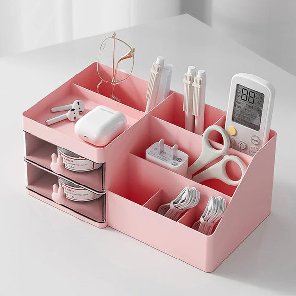 Storage Box Pink Large Capacity Makeup Drawer Organizer For Office Use Storage Boxes