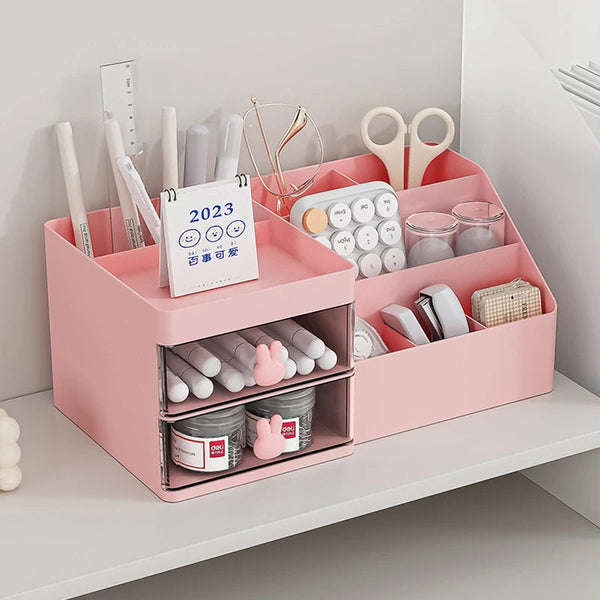 Storage Box Pink Large Capacity Makeup Drawer Organizer For Office Use Storage Boxes