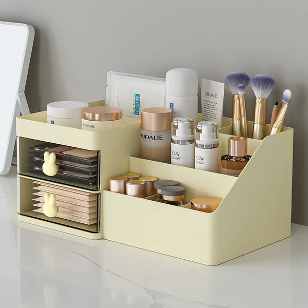 Storage Box Yellow Large Capacity Makeup Drawer Organizer For Office Storage Boxes