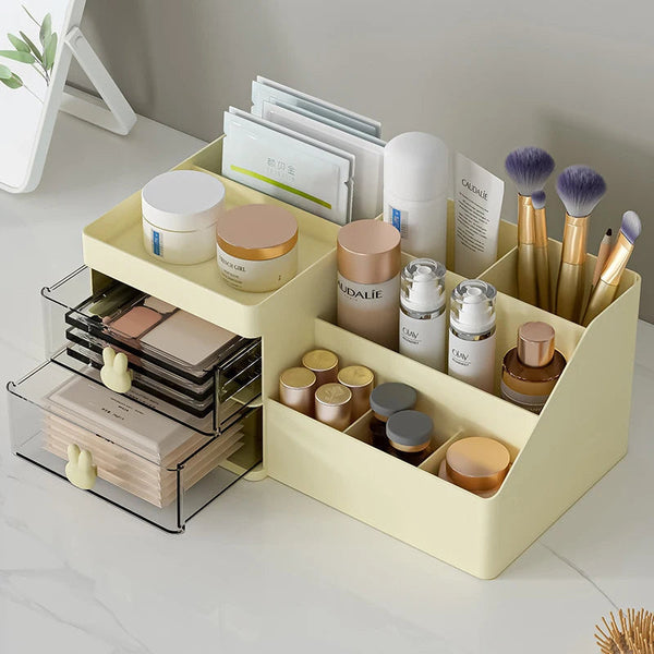Storage Box Yellow Large Capacity Makeup Drawer Organizer For Office Storage Boxes