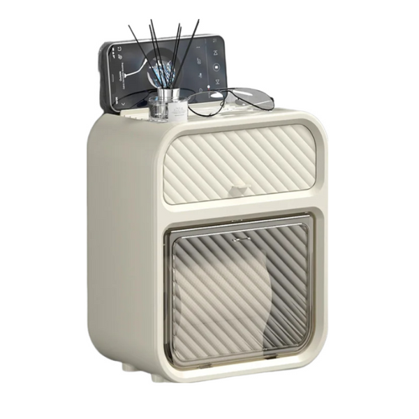 Storage Box Milky White Bathroom Toilet Paper Holder Waterproof Wall Mounted Towel Shelf Multifunctional Organizer Storage Boxes