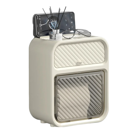 Storage Box Milky White Bathroom Toilet Paper Holder Waterproof Wall Mounted Towel Shelf Multifunctional Organizer Storage Boxes