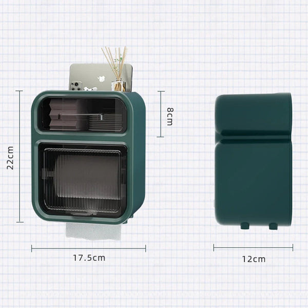 Storage Box Green Bathroom Toilet Paper Holder Waterproof Wall Mounted Organizer Storage Boxes