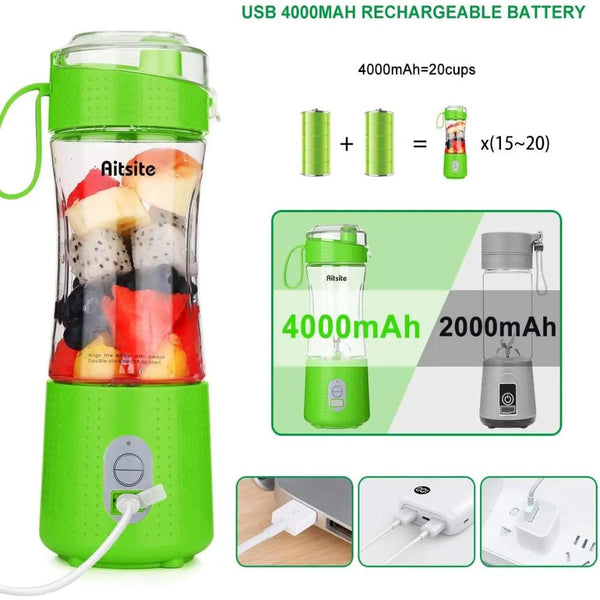 Mini Juicer Black Blender Rechargeable Bottle Shaker 380Ml Juicers